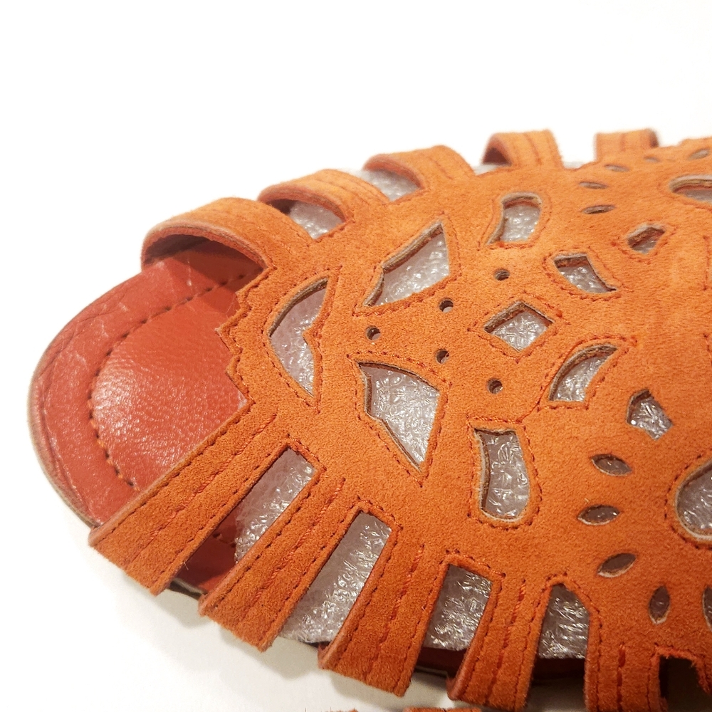 Dior Gladiator Sandal Flats Suede Leather Size 8.5, 39 Vermillion Orange - Picture 8 of 16
